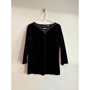 NWT Bob Mackie Wearable Art Black Velvet Top